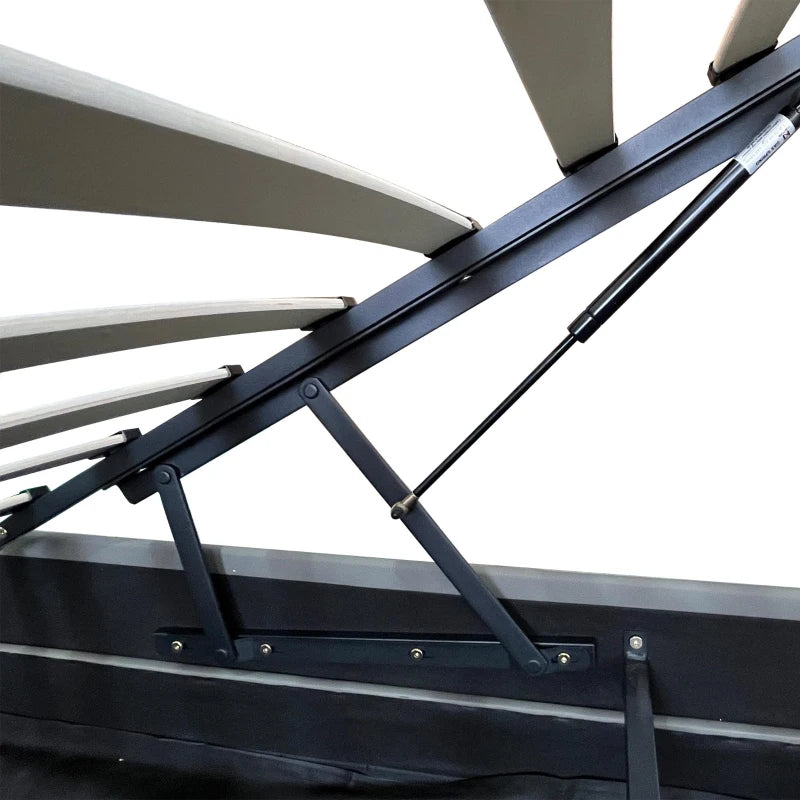 Ottoman Double Bed with Hydraulic Storage & LED Lighting - PU Leather Frame, Adjustable Headboard, Grey, 193x142x101-111 cm