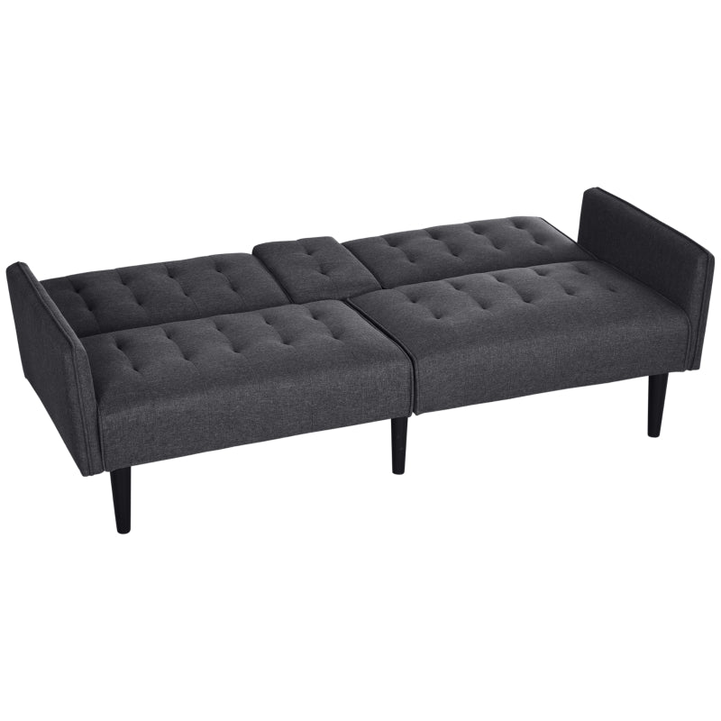Grey Three-Seater Sofa Bed with Cupholders for Comfort and Style in Your Living Room