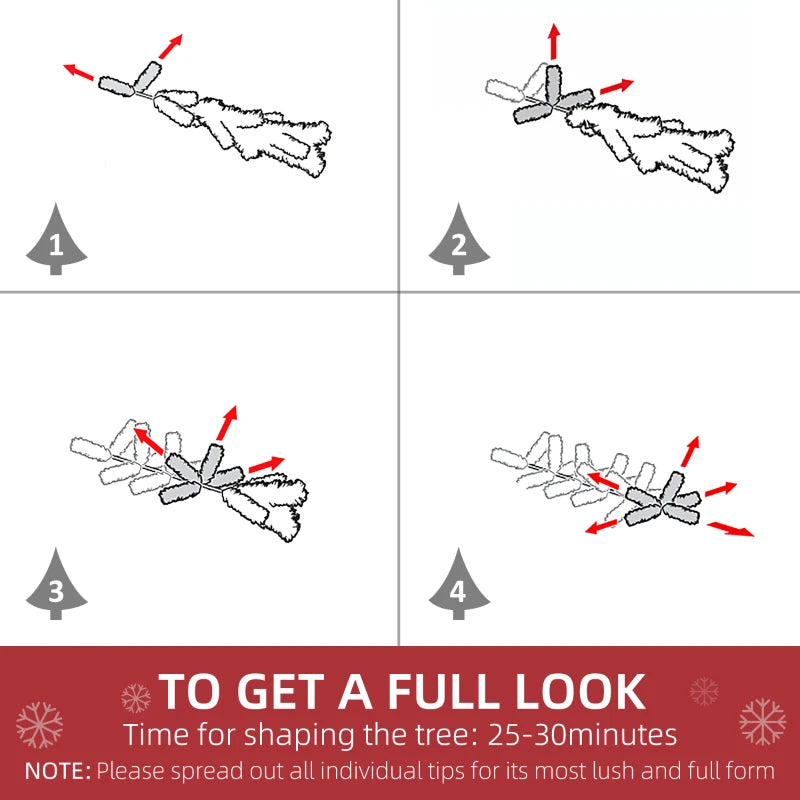 6 Ft Snow Flocked Artificial Christmas Tree - Realistic Pine with Auto Open & Steel Base - Festive Green Decor