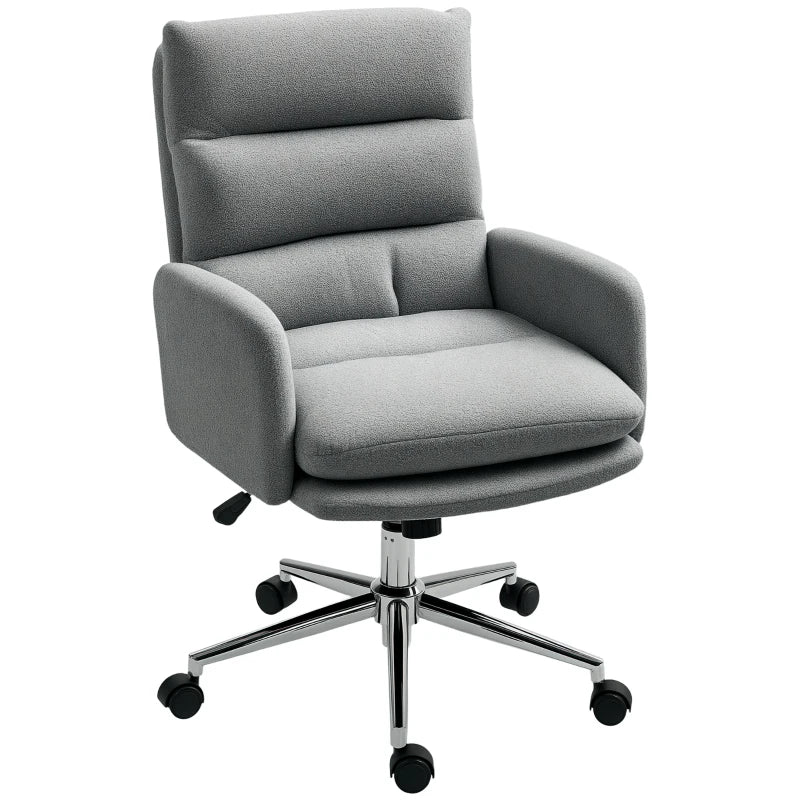 Comfortable 91-99cm Grey Sherpa Fleece Office Chair - Ergonomic Design for Home & Office Use