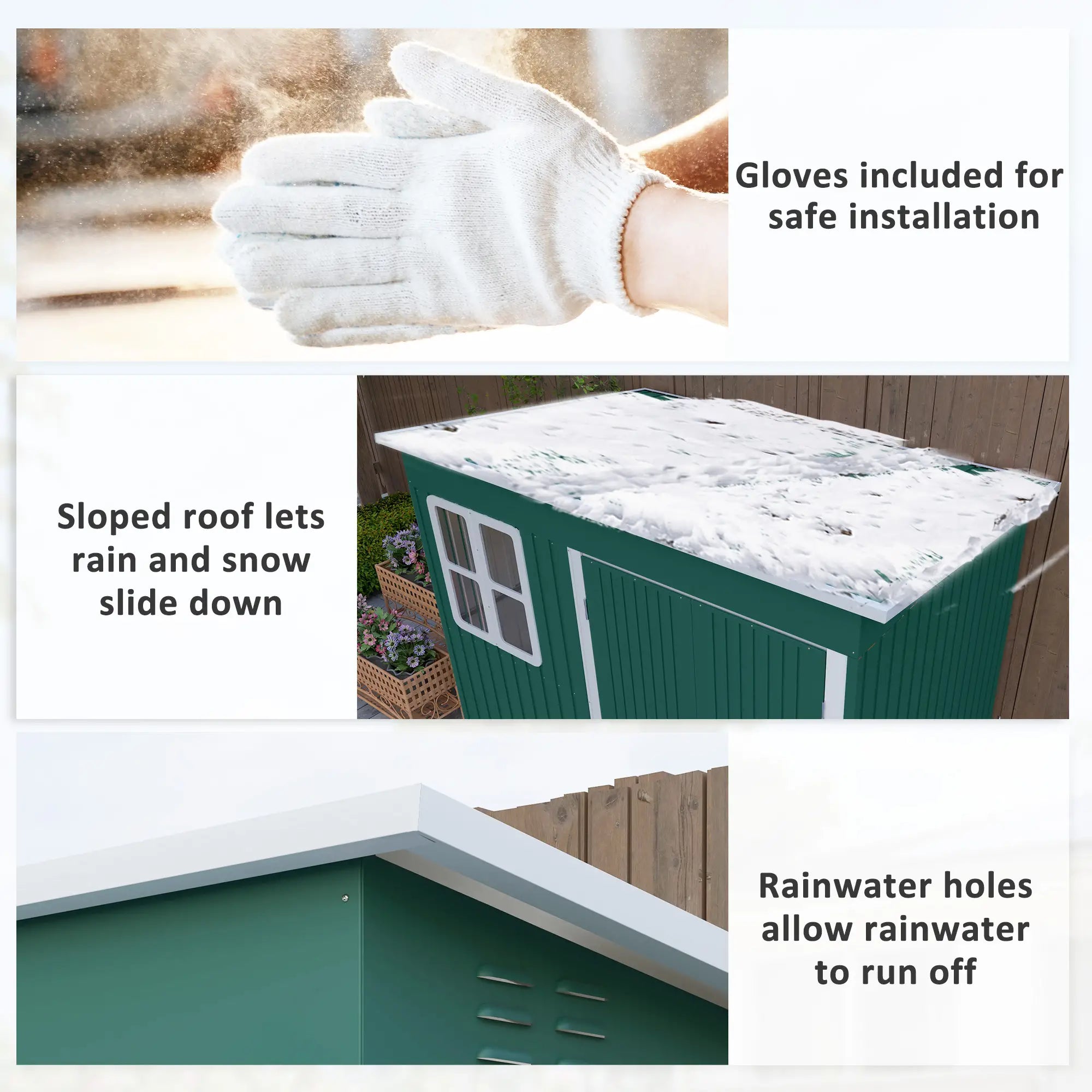 8.5ft x 6ft Green Metal Shed with Foundation Kit, Window, Lockable Wide Doors and Air Vents