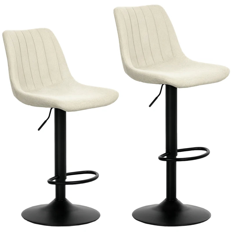 Set of 2 Beige Chenille-Feel Tub Bat Stools - Stylish & Comfortable Bathroom Seating for Relaxation