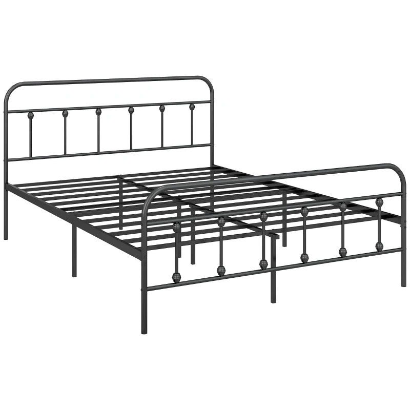 King Size Minimalistic Black Metal Bed Frame - Modern Design, Sturdy Construction, Stylish Bedroom Furniture for Ultimate Comfort
