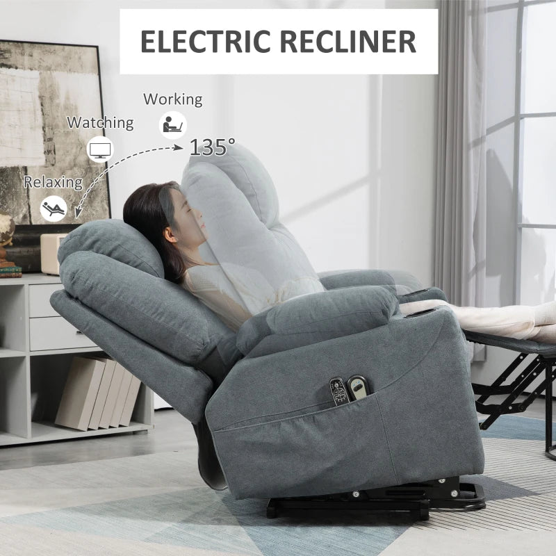 Lift and Recline Massage Armchair with Heat in Grey for Ultimate Comfort and Relaxation