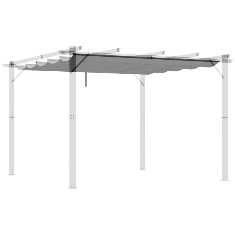 Retractable Pergola Shade Cover - Replacement Canopy Fabric for 3m x 3m Gazebo - Light Grey