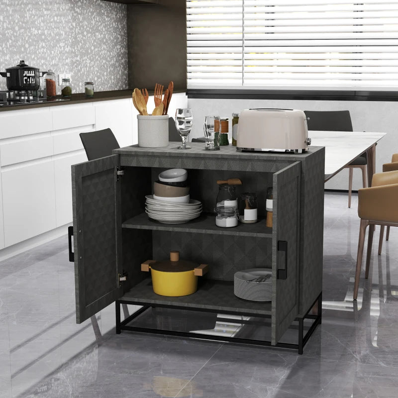 Modern Freestanding Sideboard Storage Cabinet with Adjustable Shelf and Double Doors for Living Room Grey