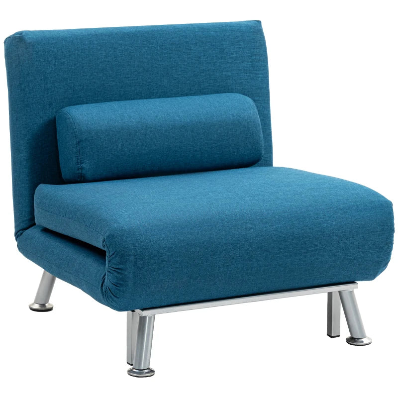Linen-Look Blue Sleeper Chair for Compact Living Spaces and Guest Accommodation