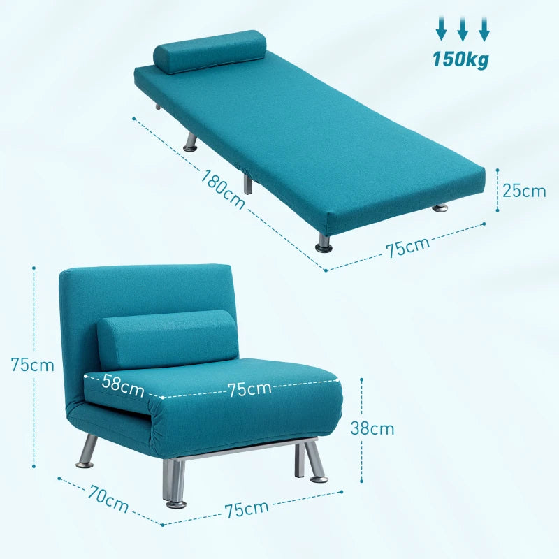 Linen-Feel Dark Blue Sleeper Chair for Stylish and Comfortable Guest Accommodation