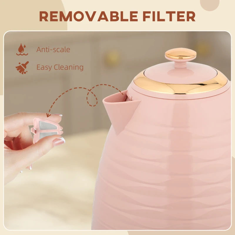 3kW Rapid Boil Pink Honeycomb Kettle - Stylish Electric Tea Kettle for Fast Boiling Water, Perfect for Home & Kitchen