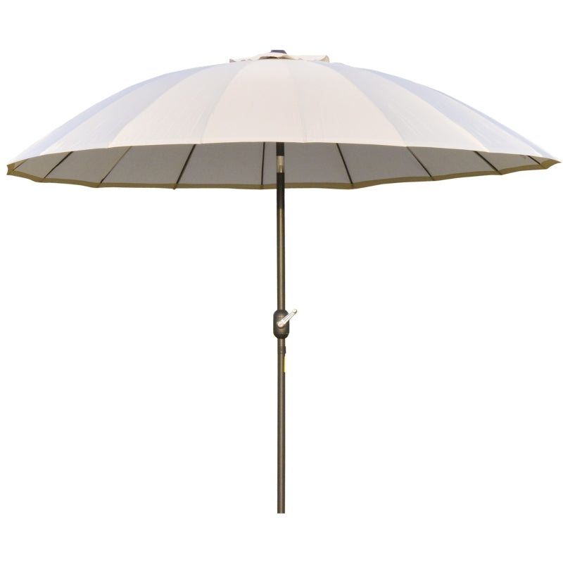 Adjustable 2.5m Garden Parasol Umbrella with Crank & Tilt, Off-White