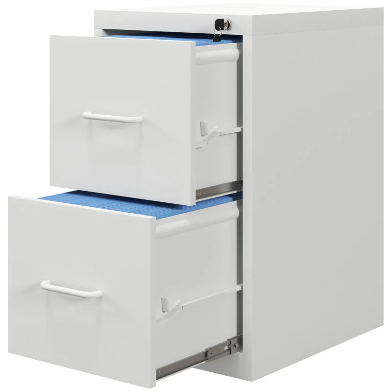 Modern Two-Drawer Cream Steel Filing Cabinet - Stylish Office Storage Solution for Organizing Documents and Files