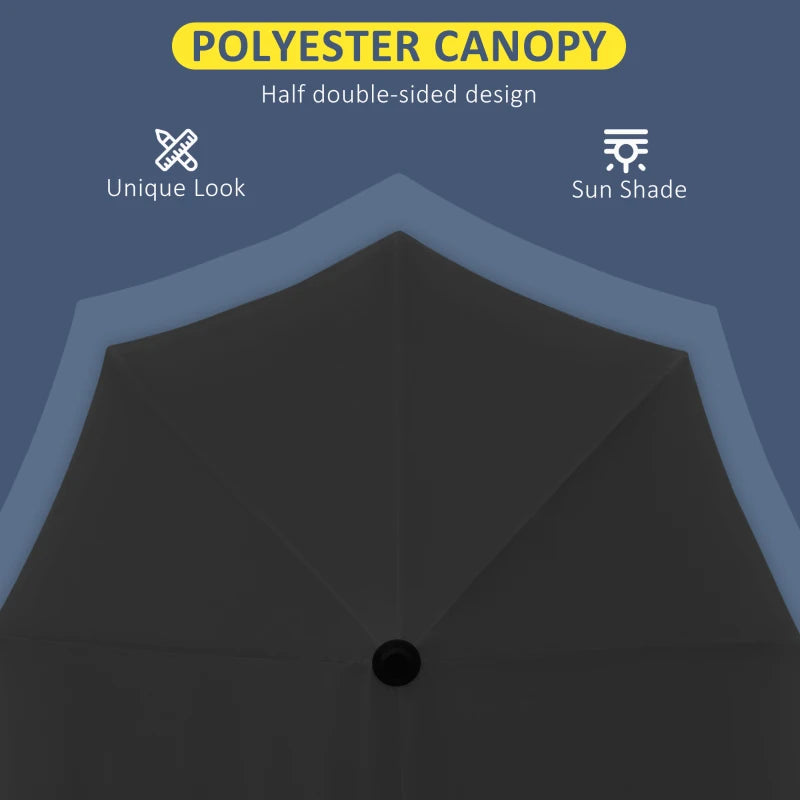 Black 2m Half Market Umbrella with Crank Handle and Base