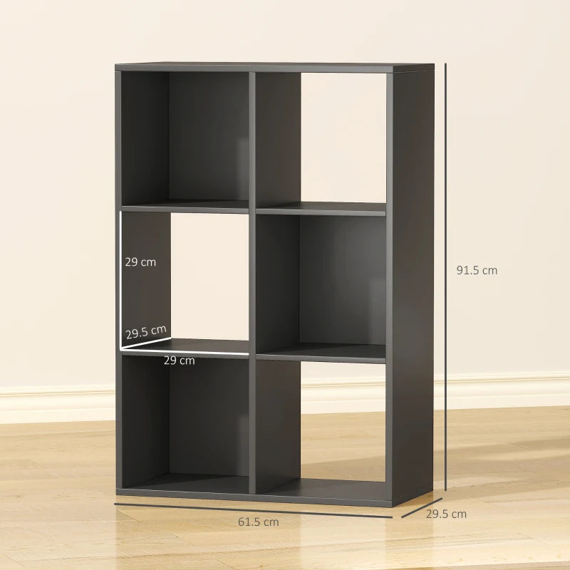Stylish 6-Cube Bookshelf in Black - Modern Storage Solution for Home or Office, Perfect for Organizing Books and Decor