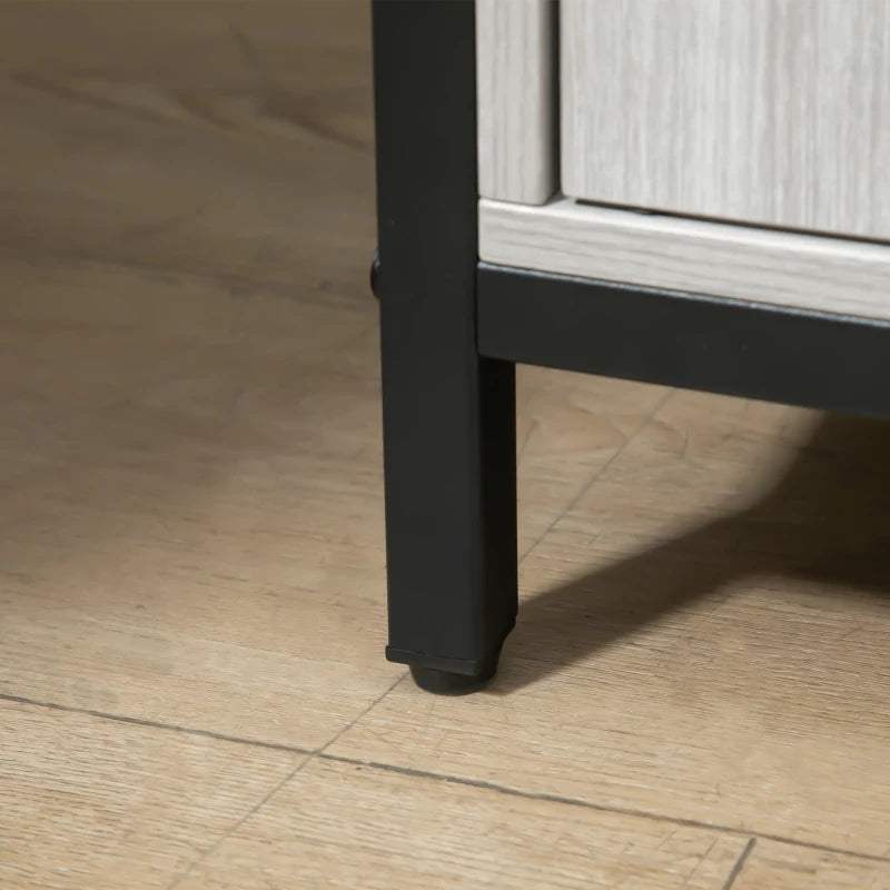 Modern Light Grey Sideboard - Steel Frame Storage Cabinet with 2 Doors & Adjustable Shelves for Living Room & Hallway