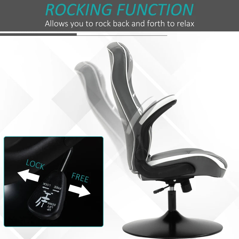 Vinsetto Ergonomic Gaming Chair - Adjustable Height, Swivel Base, PVC Leather - Stylish Grey Home Office Desk Chair