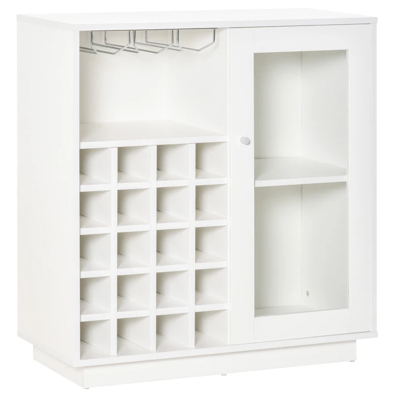 Modern Wine Cabinet with Glass Door & 20-Bottle Rack - Stylish Cupboard for Living Room, Home Bar, Dining Room Decor