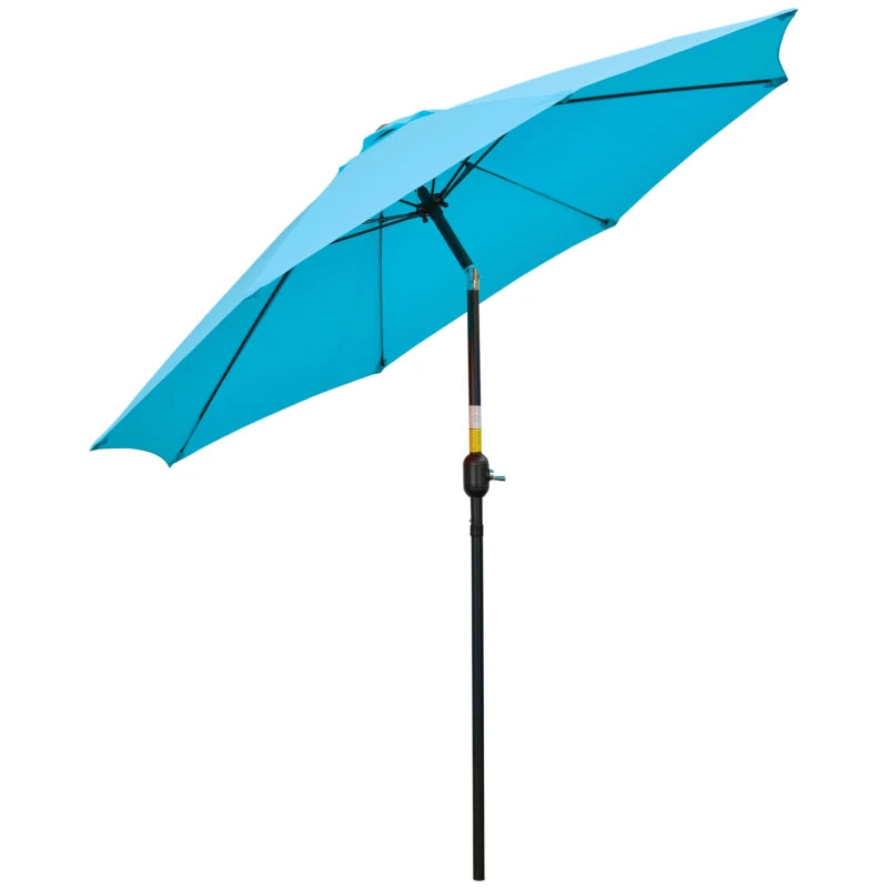 Blue 2.6M Patio Umbrella with Tilt Shade and Crank