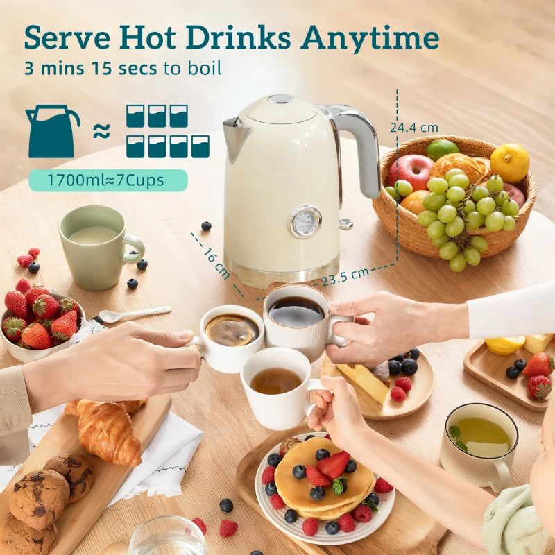 Vintage Cream Toaster and Kettle Set - Retro Kitchen Appliances for Stylish Home Decor