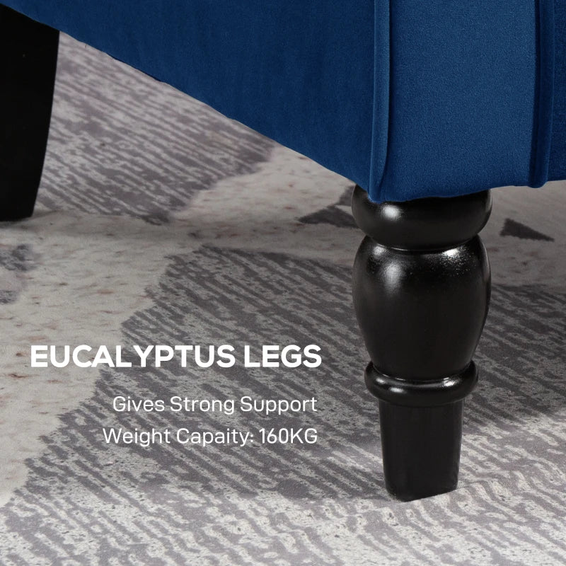 Retro Upholstered Wingback Accent Chair with Button Tufting for Living Room and Bedroom in Blue