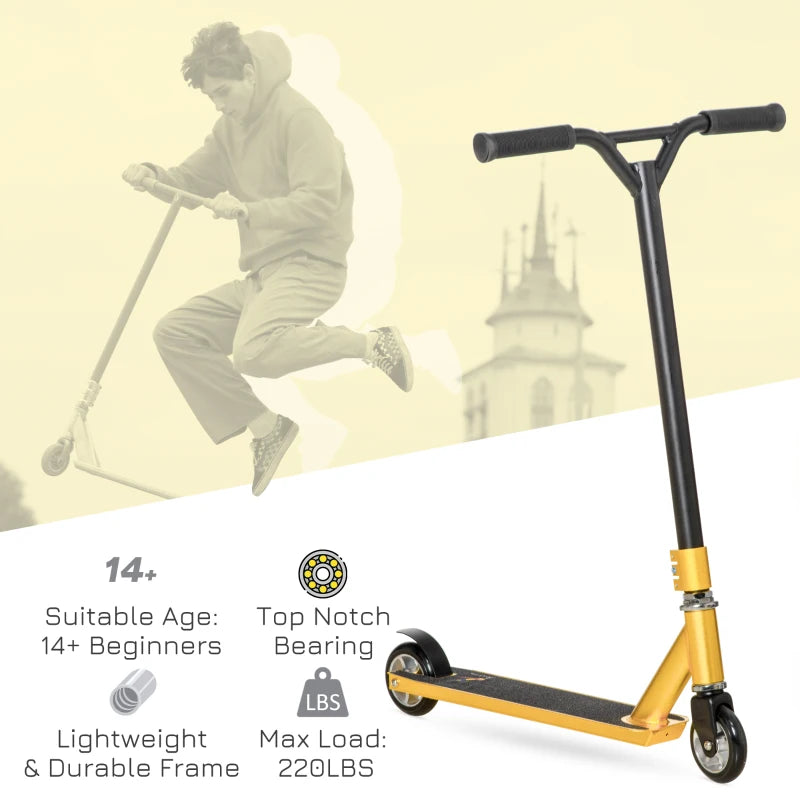 Gold Tone Stunt Scooter for Beginners - 360° Tricks, Lightweight Aluminium Deck, ABEC 7 Bearings, Ages 14+