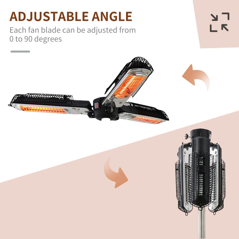 2000W Electric Umbrella Parasol Mounted Infrared Heater for Outdoor Gazebo Use - Efficient Heating Solution for Patios