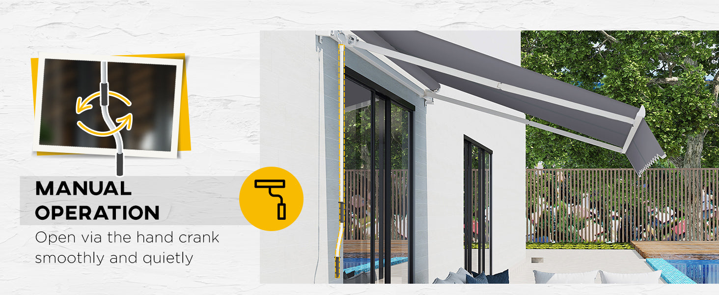 3m x 2.5m Grey Retractable Awning Canopy