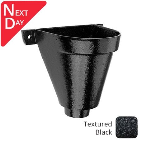 Alumasc 200mm Cast Aluminium Flat Back Hopper Head - 63mm (2.5") Outlet - Textured Black