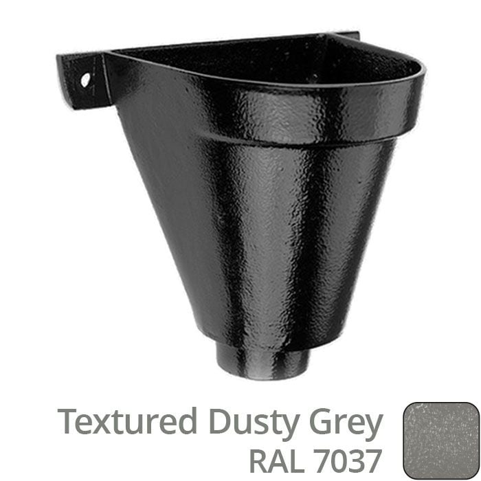 Alumasc 200mm Cast Aluminium Flat Back Hopper Head -63mm (2.5") Outlet - Textured Dusty Grey RAL 7037