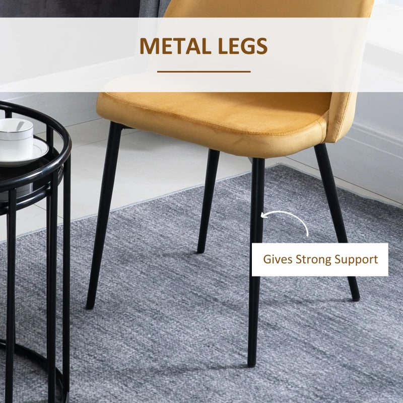 Contemporary Yellow Dining Chairs Set of 2 - Soft Fabric Seat & Back for Office, Kitchen, Living Room