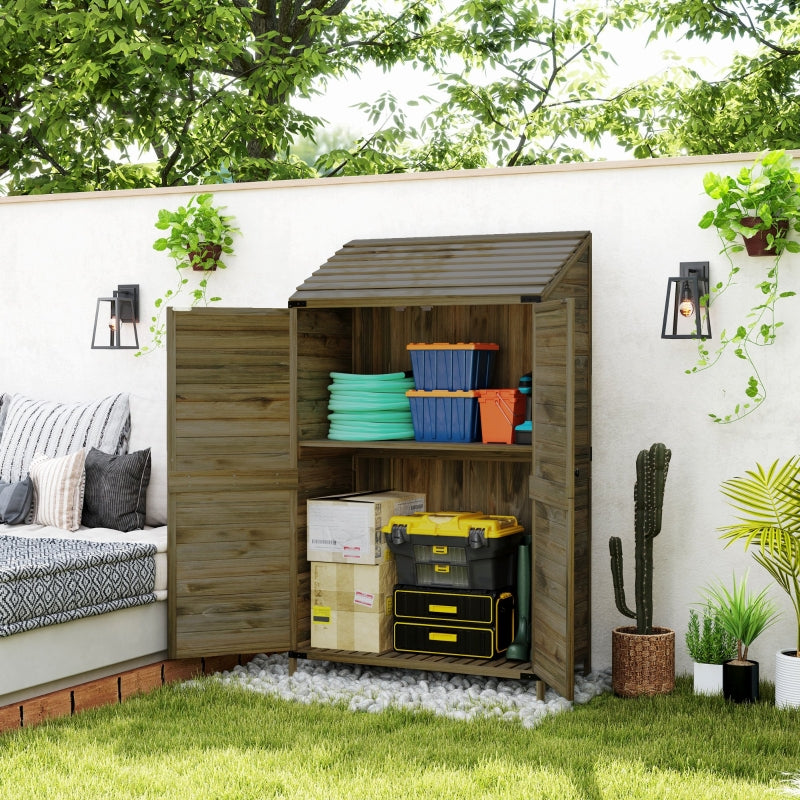 Two-Tier Wooden Garden Shed - 59 x 103.5 cm - Green