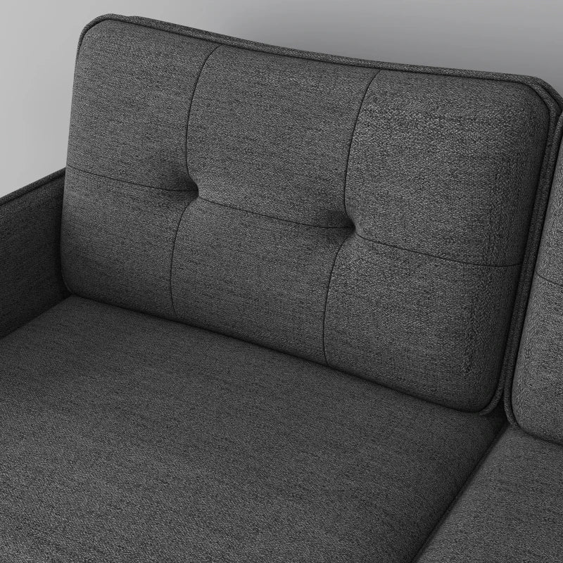 Modern Two-Seater Sofa with Button Tufting and Cushions, Stylish Loveseat for Living Room or Guest Room, Dark Grey