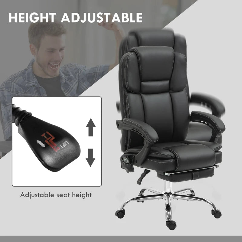 Vinsetto Six Point Vibrating Massage Office Chair - Ergonomic Black Executive Chair for Ultimate Comfort and Relaxation