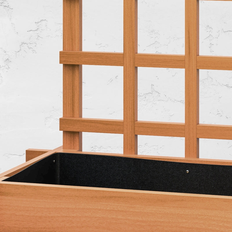 3 Tier Wooden Garden Planters with Trellis for Climbing Vines, Brown, 95x95x110cm