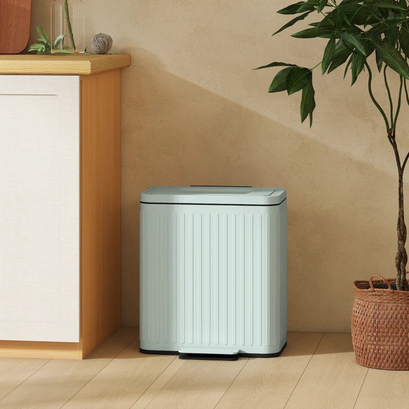 40L Dual Compartment Rubbish Bin with Soft-Close Lid - Eco-Friendly Green Waste Separation Solution