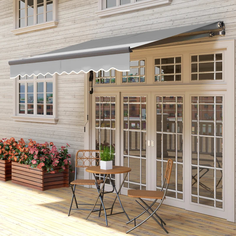 3m x 2.5m Light Grey Electric Retractable Awning with Remote Control & Aluminium Frame – UV30+ Sun Shade Canopy for Patio, Garden, Deck, Door or Window