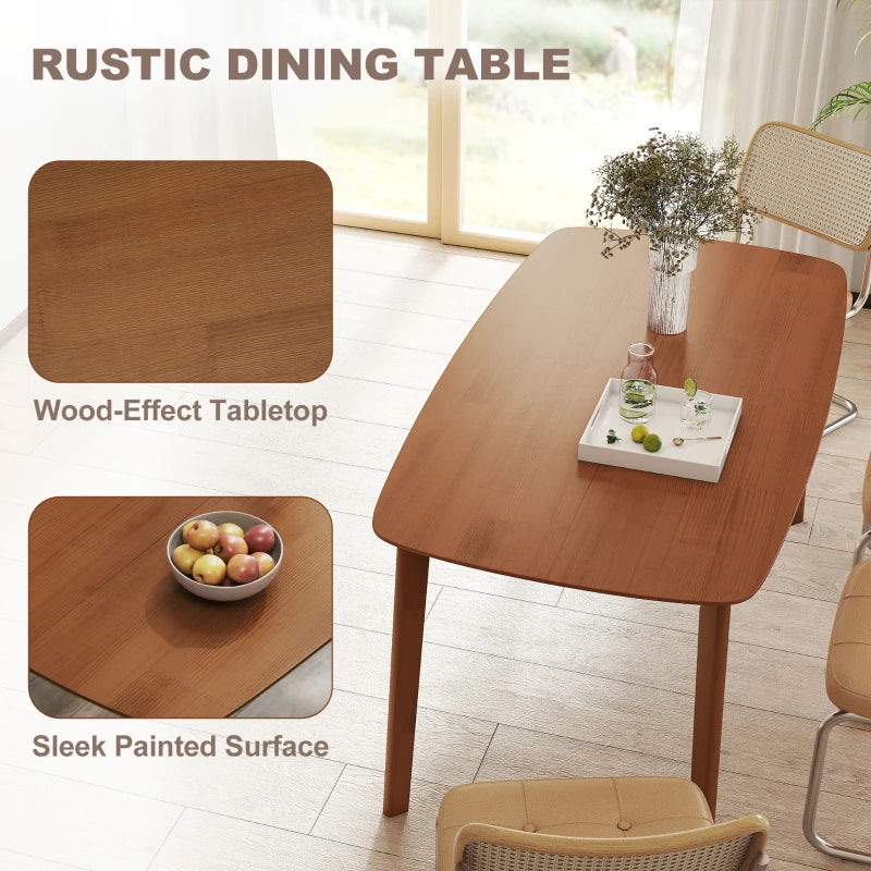 Light Brown Pine Wood Rectangular Dining Table - Modern Design, Durable, Perfect for Family Gatherings and Dining Rooms