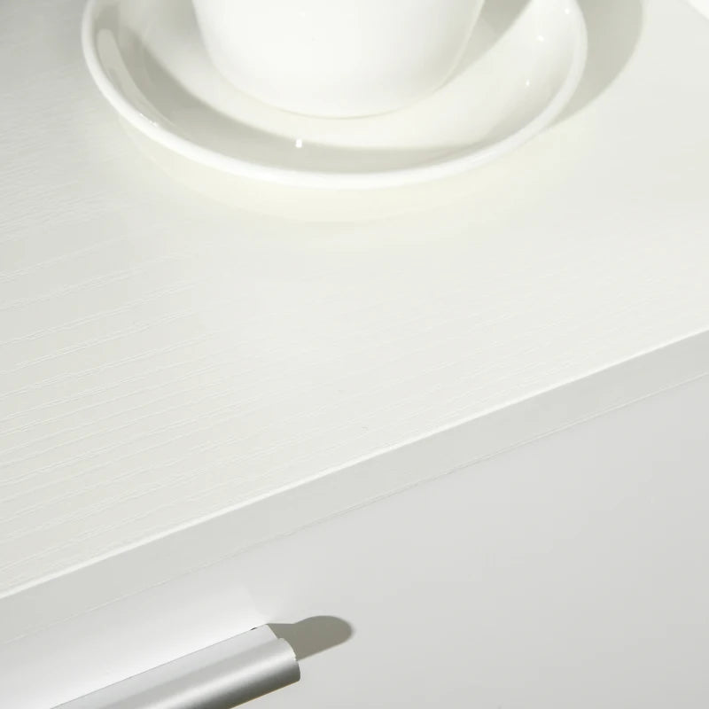 Modern White Kitchen Cupboard - Free Standing Storage Cabinet with Shelves & Drawer, 166 cm Tall Kitchen Unit