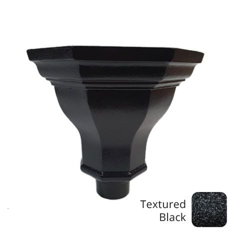 Alumasc 295w x 230h x 233d (mm) Cast Aluminium Ornate Fluted Flat Back Hopper - 101mm outlet - Textured Black