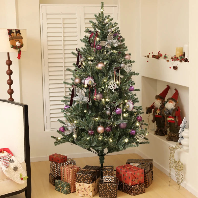 6ft Artificial Christmas Tree with Purple Decorations & Lights - Perfect Holiday Decor for Festive Celebrations