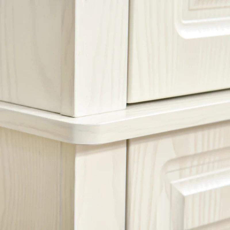 Stylish 180cm White Wood Grain Kitchen Cupboard - 4 Door Freestanding Storage Cabinet with Wide Drawer & Shelves for Living Room