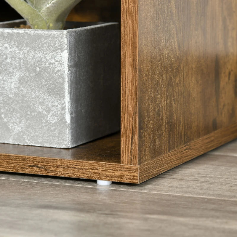 Rustic Brown Bookcase Storage Shelf with Cushioned Reading Seat - Cube Bookshelf Organizer for Bedroom & Living Room
