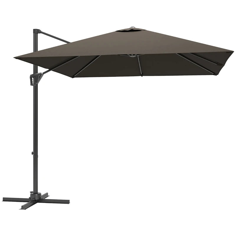 Tan Patio Offset Parasol Umbrella - Outdoor Sunshade for Garden, Deck, and Patio