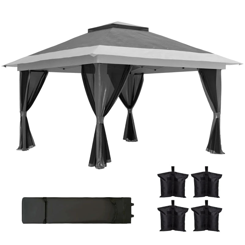 Durable 3.6 x 3.6m Grey Pop-Up Gazebo with Accessories