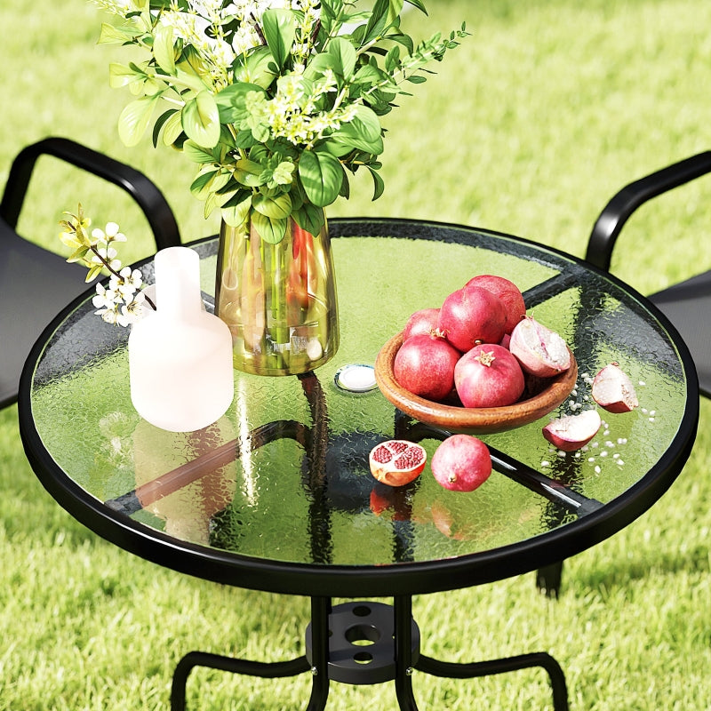 5-Piece Black Steel Patio Set with Glass-Top Table - Outdoor Furniture for Garden and Balcony