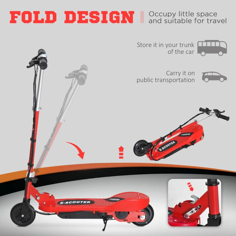 Folding Electric Kids Scooter for Ages 7-14 - Red/Black Ride-On Fun, Lightweight & Portable