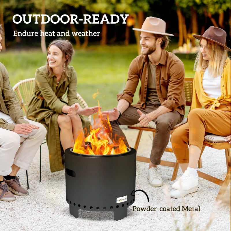 Smokeless Steel Fire Pit with Poker - Grey - 30 Inch