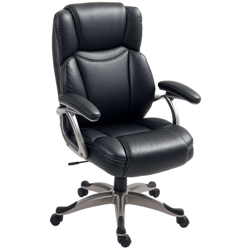Ergonomic 49.5-59cm Adjustable Faux Leather Office Chair - Stylish Black Executive Desk Seating