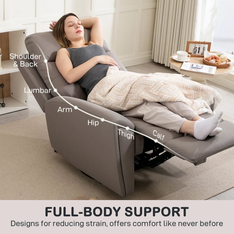 Modern Grey Recliner Armchair with Adjustable Leg Rest and Overstuffed Microfibre Lounge Seating for Living Room or Bedroom