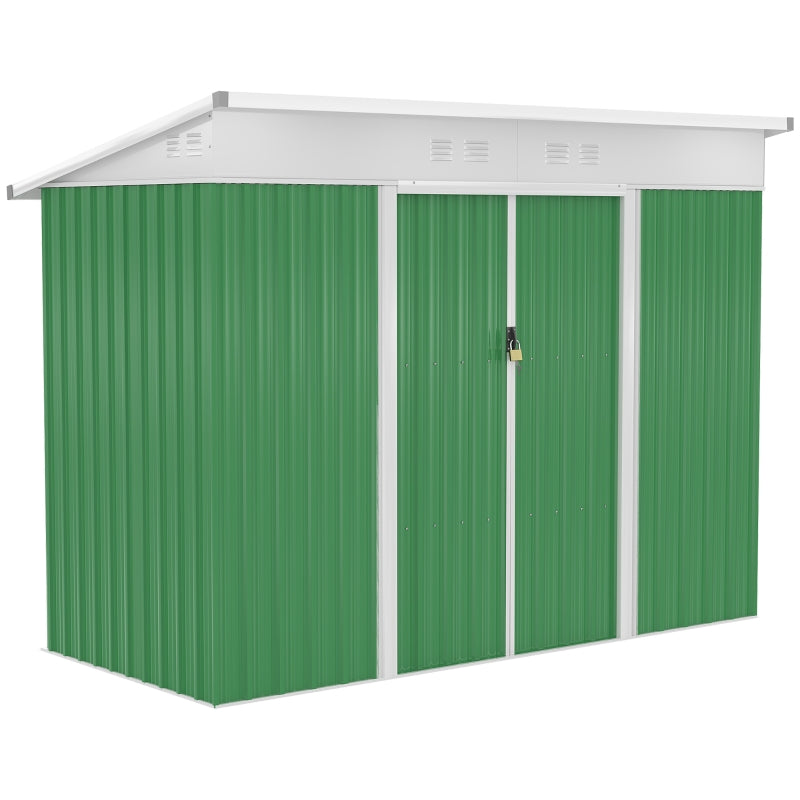 7.6ft x 4.3ft Light Green Garden Storage Shed