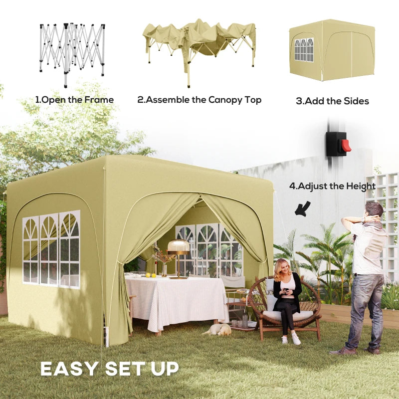 3 x 3m Pop-Up Gazebo with Accessories - Sand Colour